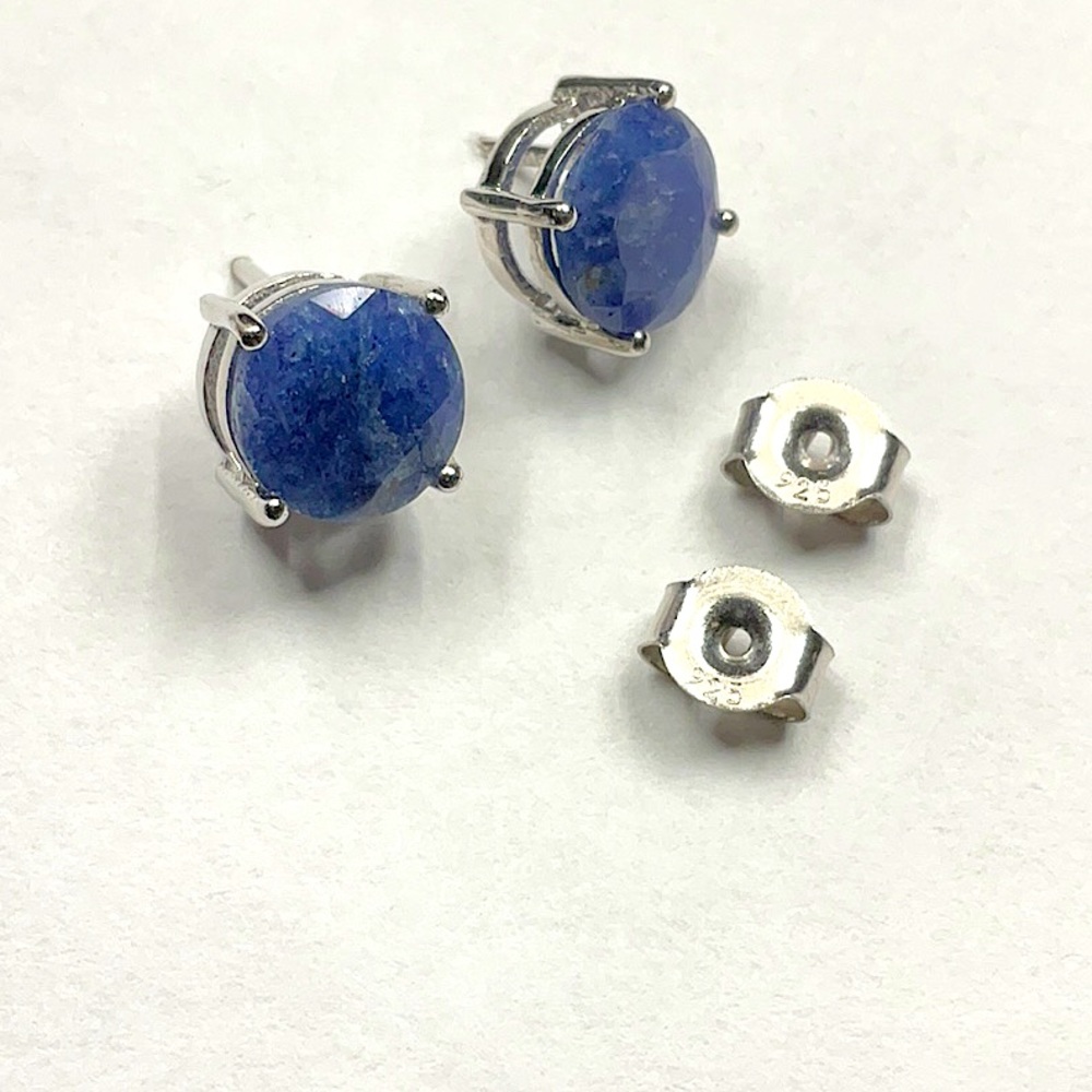 Sterling Silver Natural Amethyst Gemstone Pierced Post Earrings. - Picture 7 of 7
